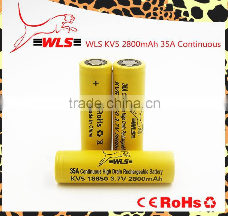 Wholesale 2800mah wls kv5 18650 70a continous discharge high drain battery flat top