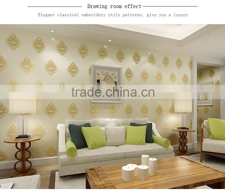 polyester non-woven embroidery wallpaper sale living room wallpaper decorative wallpaper