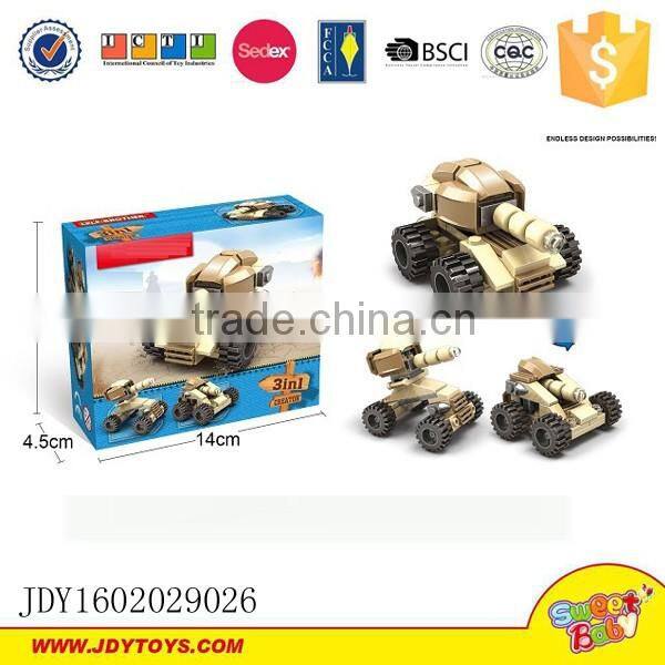 Building block platic tank 3 in 1 toy brick military toys changeable 3 style tank