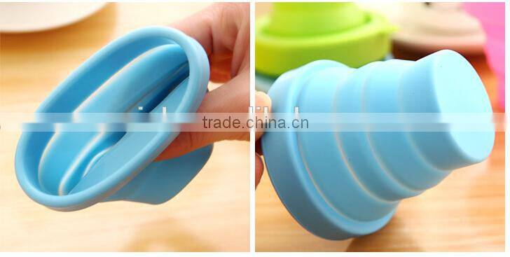 Food grade heat resistance folding silicone cup for travel outdoor camping
