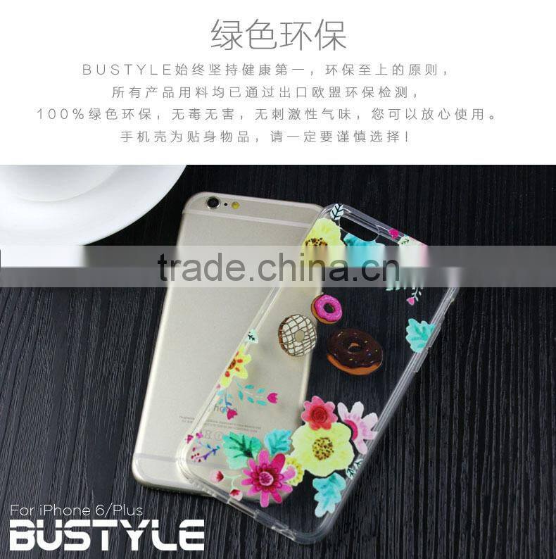 3D Custom printing phone case for iPhone 6 6s plus, transparent clear cover case for samsung galaxy s6 s7 edge j7