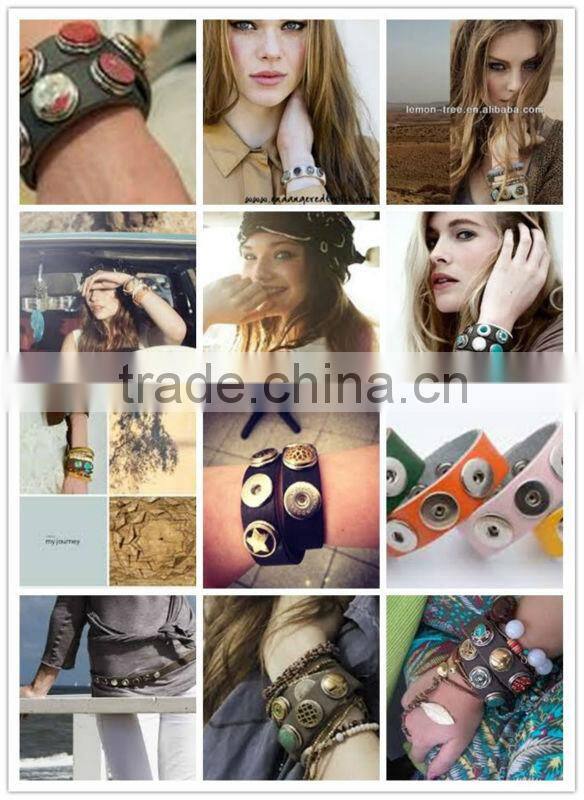 LJ0138 button leather popper bracelet,diy suede leather bracelet, zinc alloy button bracelet
