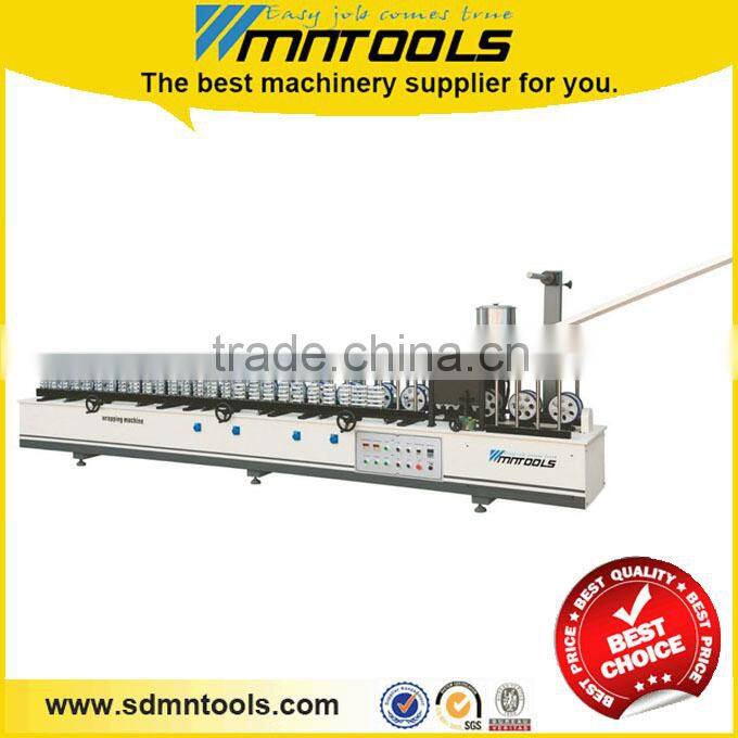 Wood profile wrapping machine