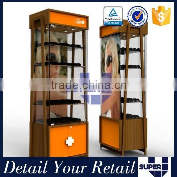 Retail modern wooden glass sunglasses display case