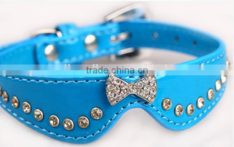 Fashion Diamond Studded Leather Dog Collar With Nice Colour;diamond-studded Leather Dog Collar and leash;dog collars and leashes