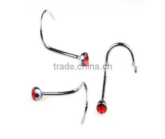 Nose Retainer Rings Studs hide piercing Bio Flexible Clear Screw On Gems