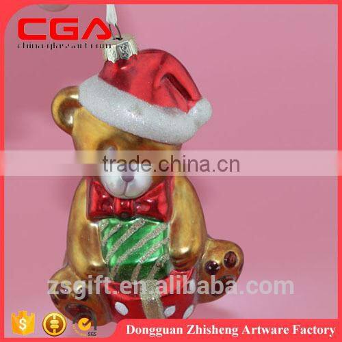 Lovely glass animal design for christmas tree decorations,small hanging christmas baubles wholesale