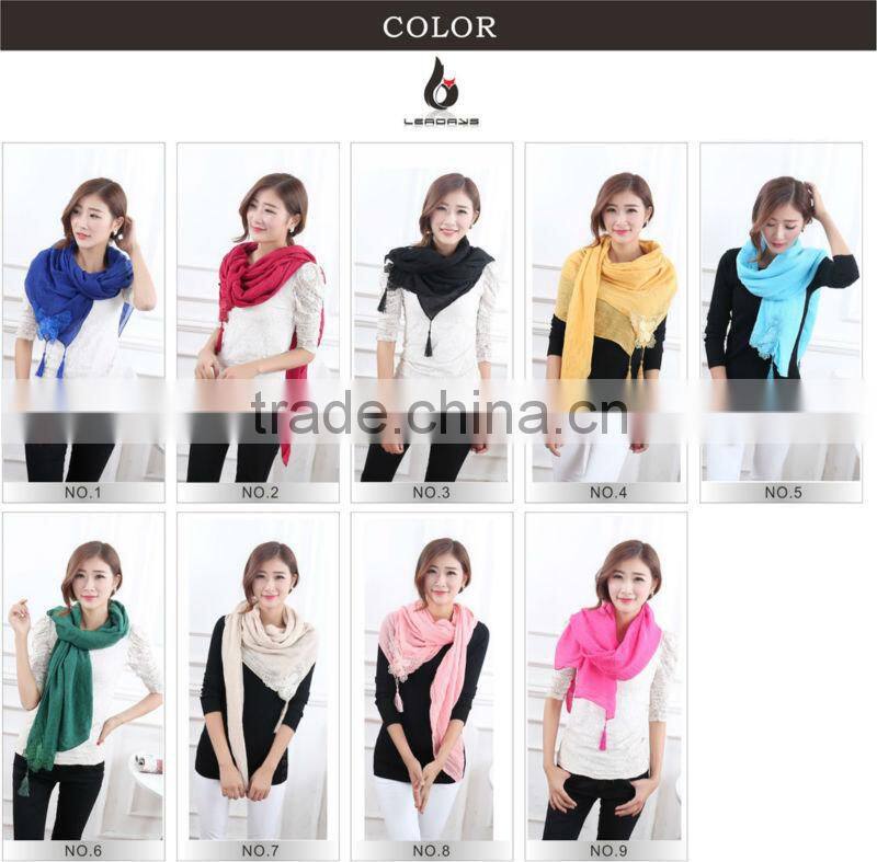 butterfly tassel plain color most popular cute scarf cotton