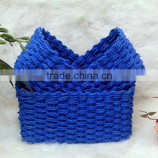 set of 3 cheap wicker baskets, fruit baskets, gift baskets-blue