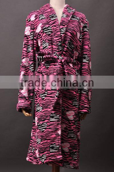 Printed micro coral fleece bathrobes for man and women