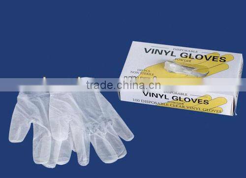 disposable yellow vinyl glove/clear and blue vinyl glove