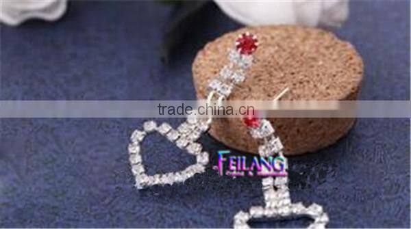 Hotsales Double Heart Shape Earrings Pendant Earrings Double Chains