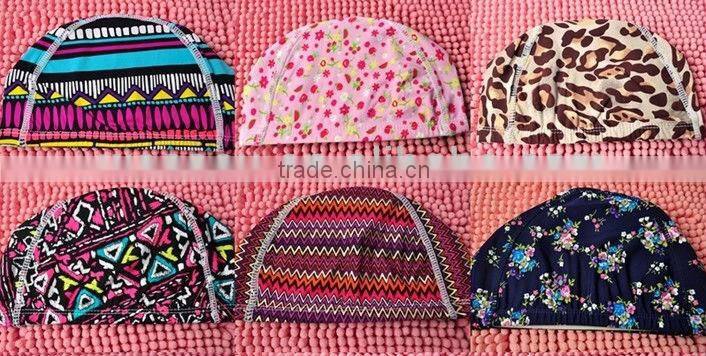 Hot sale Adult flowers Lycra swim cap/swimming hat custom cheap wholesale