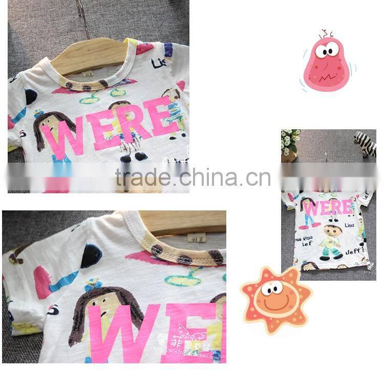 Wholesale White Cute Cartoon Scrawl 2-7 Years Old Girls Custom Kids T-shirt