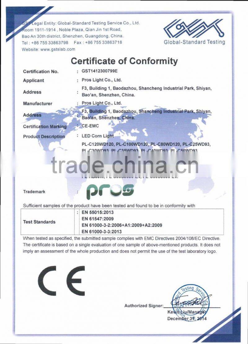 SMD2835 E26 E27 E39 E40 AC100-300V led corn light 20w