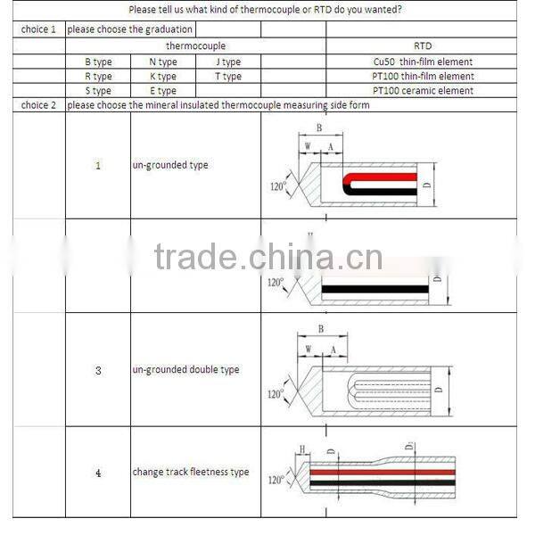 k type thermocouple with male connector