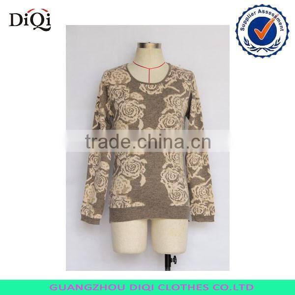 New design knitted print woolen women sweater