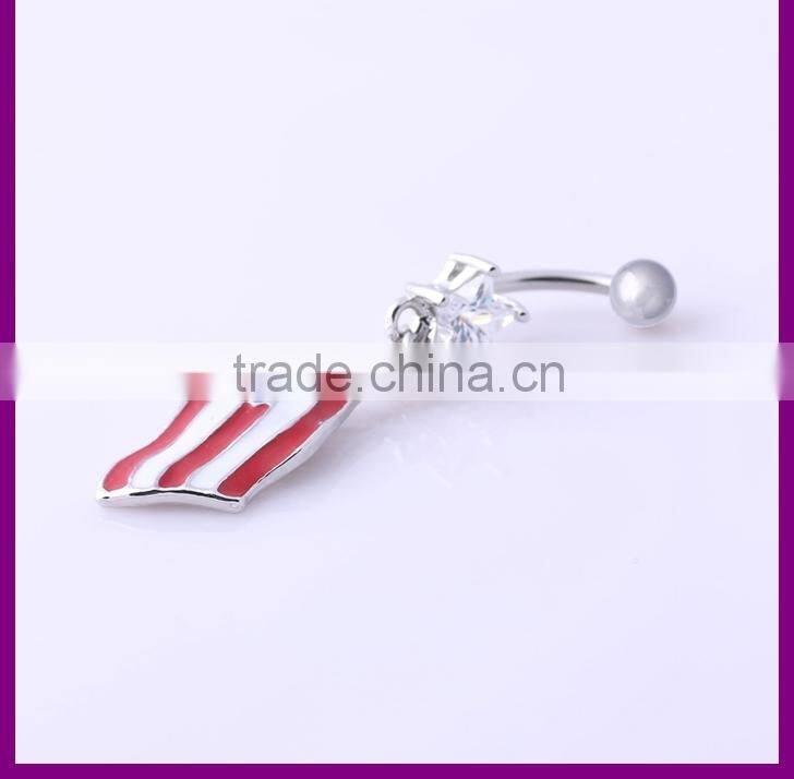 Flag Of USA Puerto Rico Etc Epoxy Dangle Flat Navel Belly Rings Navel Jewelry