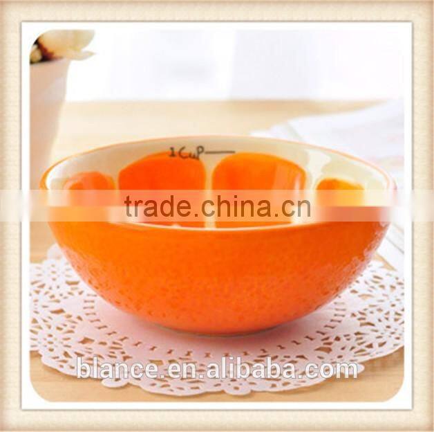 large ceramic soup bowl with fruit painting in fruit shape