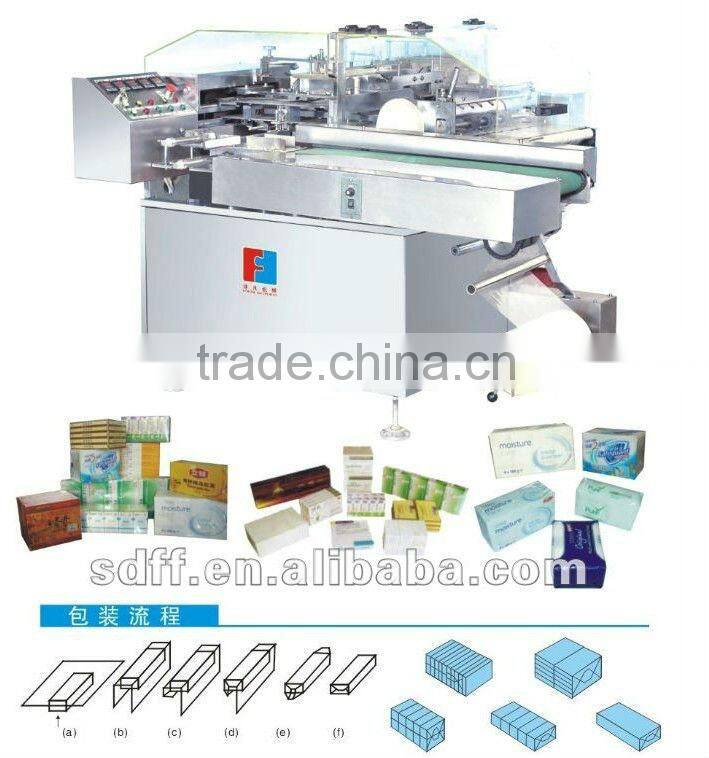 Automatic 3D/cellophane overwrapping/packing machine for tea, perfume, cigarette box