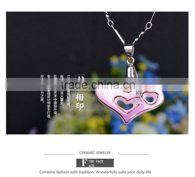 Popular heart shape ceramic jewelry white ceramic necklace CC-S030