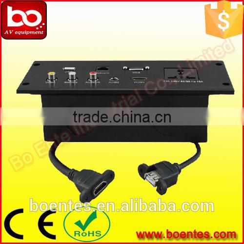 Aluminum Drawing Panel Hotel Wall Mount Media Power Socket Plate with Bottom Box for Hotel AV Solutions