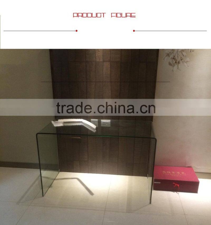 Luxury wall mounted curved glass console table