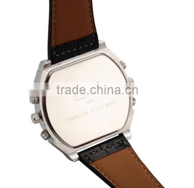 wholesale fashion leather big face quartz mens wrist watches