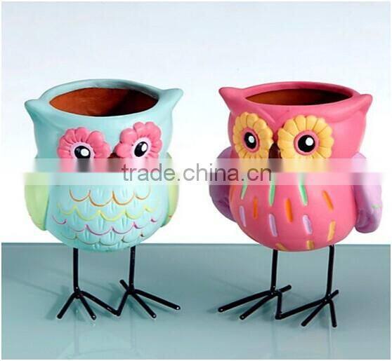 2014 Hot Selling Custom owl resin flower pot