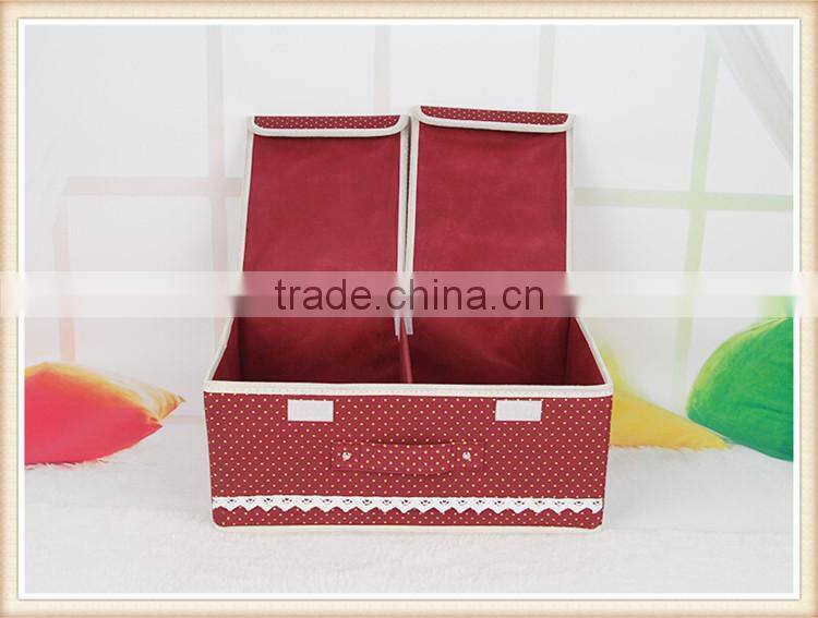 Two lids non-woven storage box with division inside