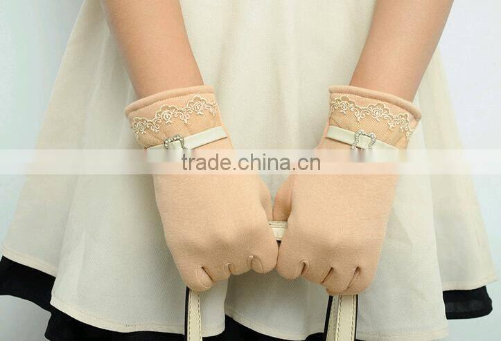 2016 5 Colors New Women Ladies Winter Warm Vintage Touch Screen Lace Gloves for women