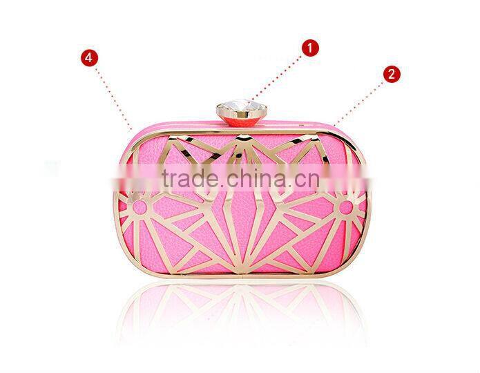 2014 metal mesh and leather evening bags fashion clutch Evening Bag