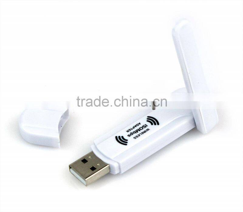 150Mbps WiFi wireless Network LAN Card Adapter USB + Antenna White
