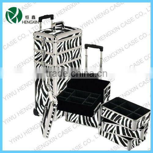 leopard professional rolling makeup case,makeup train case