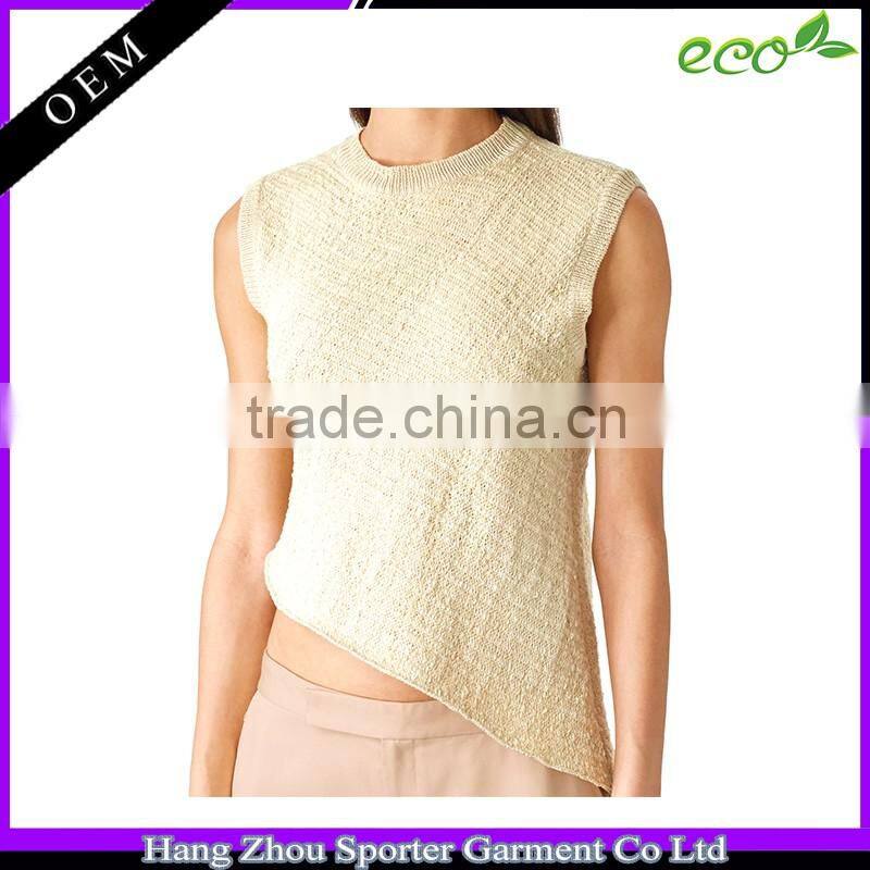 16FZLS10 knitting linen sweater for women linen top