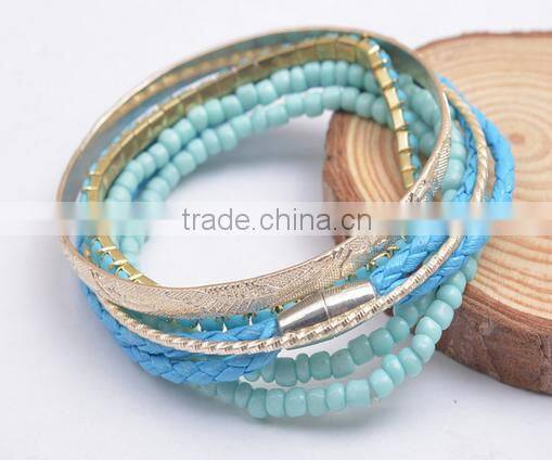 2016 Fashion hot Leather cord claw chains braided metal bracelets fashion bracelet