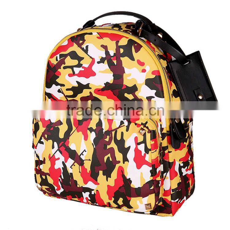 Custom printed fashion camo traveling bag bookbag shoulder student backpack school bag