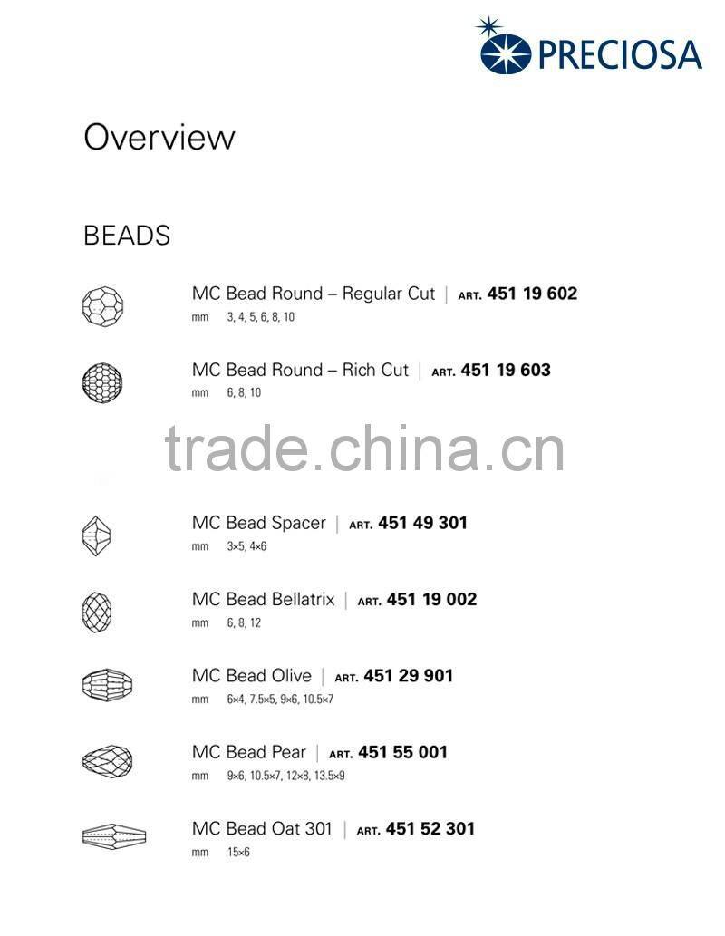 Regular Cut Glass Beads Round shape Preciosa MC Beads