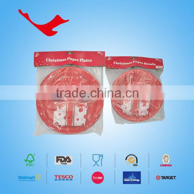 Christmas Party Round Printed paper plate for fruit & sweet