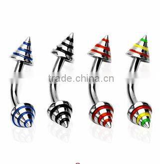 Titanium anodized fancy high polished ball eyebrow rings fake eyebrow rings