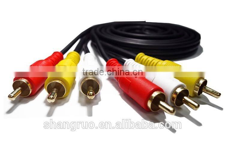 Wholesale universal black 3rca male 3.5mm audio cable for multimedia