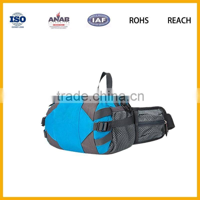 Fashionable Multilayer Nylon Material Cycling Zipper Waist Bag with Small Pocket for Mobile Phone