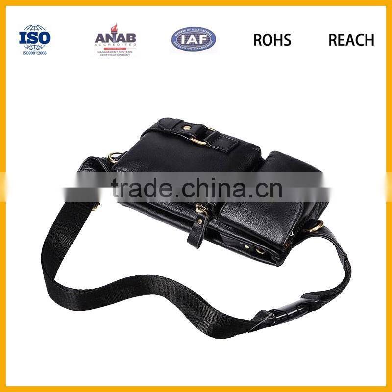 High Quality PU Leather Men Fanny Waist Pack Belt Shoulder Messenger Chest Bag