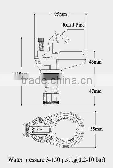 New style adjustable water tank fill valve --T1102