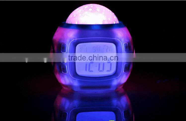 pretty decorative table desk digital LED star projector alarm clock
