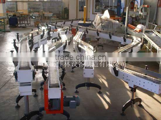 Heat resistance chain conveyor system for carton boxes/metal cans