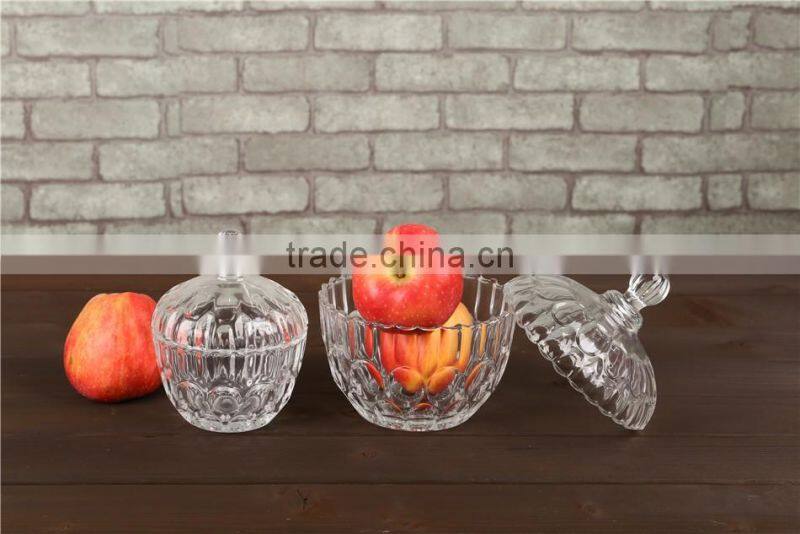 common straight glass candy jar with lid