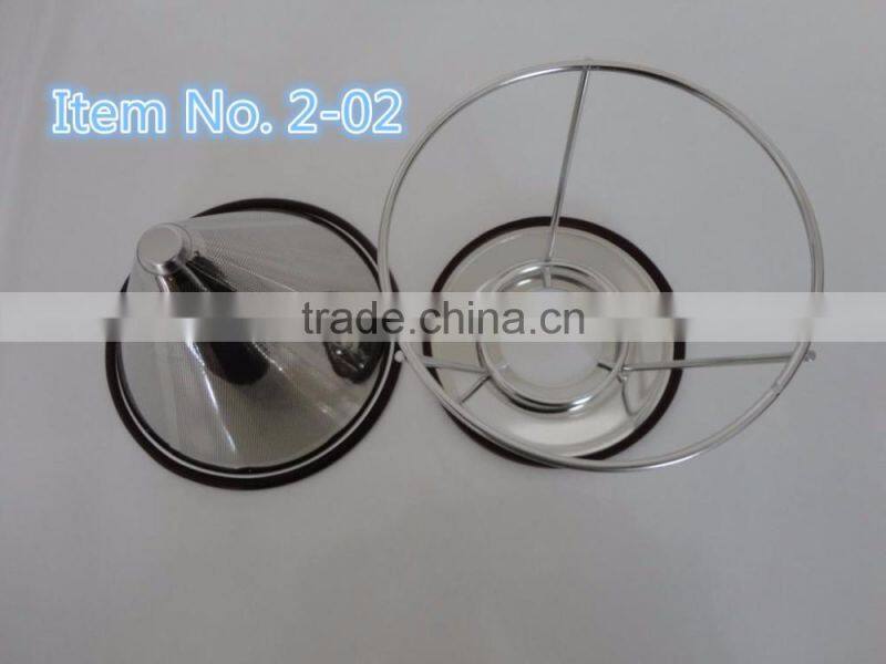 Stainless Steel Cone Coffee Filter maker dripper with stand for 2-4 cups