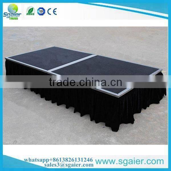 Hotel used Red color carpeted metal steel foldable stage