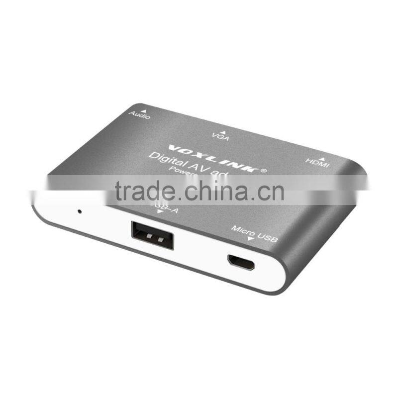 Hot Selling Best Quality VOXLINK Digital AV Adapter With HDMI And VGA+Audio Dual Display Converter Dark Gray